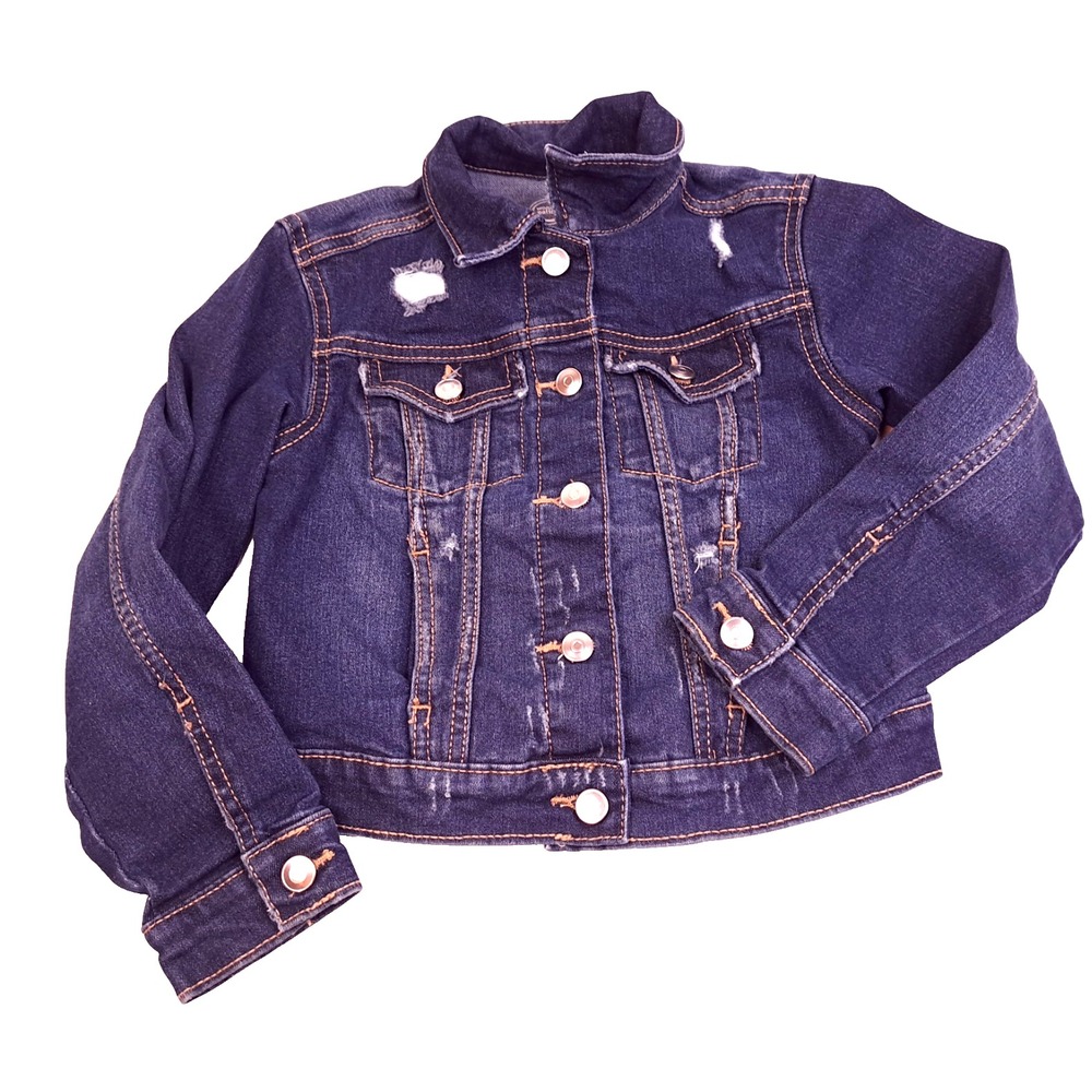 Wonder Nation Denim Jean Jacket Girls XS 4/5 Dark Wash‎ EUC Preppy Classic